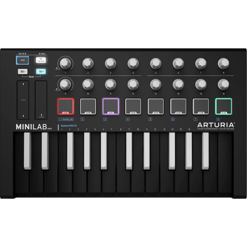 Arturia MiniLab Mk II Inverted Portable USB-MIDI Controller (Black)