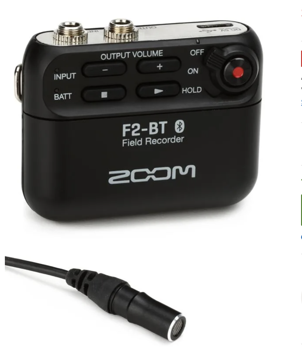 Zoom F2BT Field Recorder with Lavalier Microphone - Audio Shop Nepal