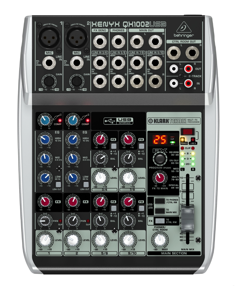 Behringer Xenyx QX1002USB Mixer with USB and Effects - Audio Shop 