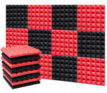 Black and Red Studio Acoustic Panel Foam