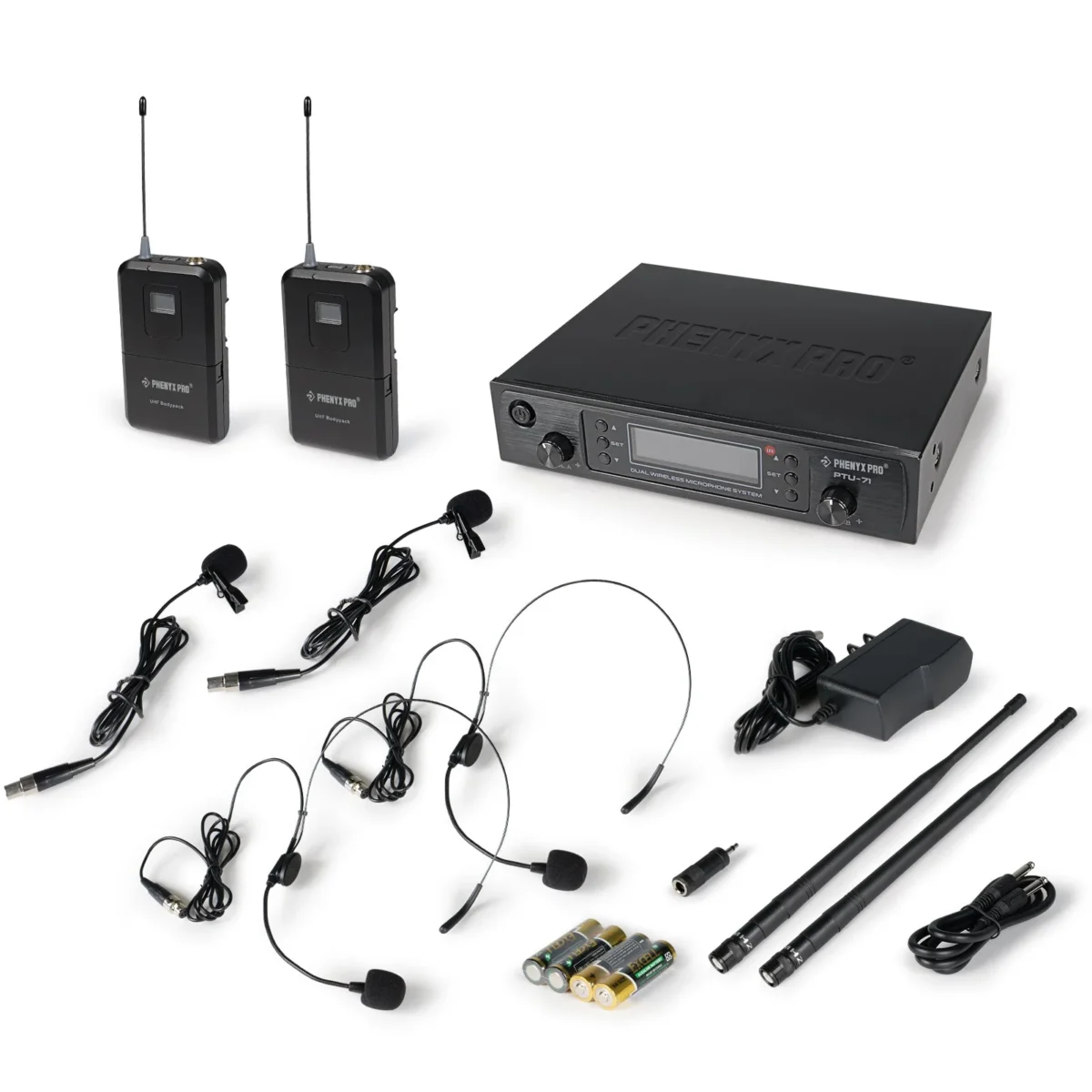 Phenyx Pro PTU-71-2B Dual UHF Wireless Microphone