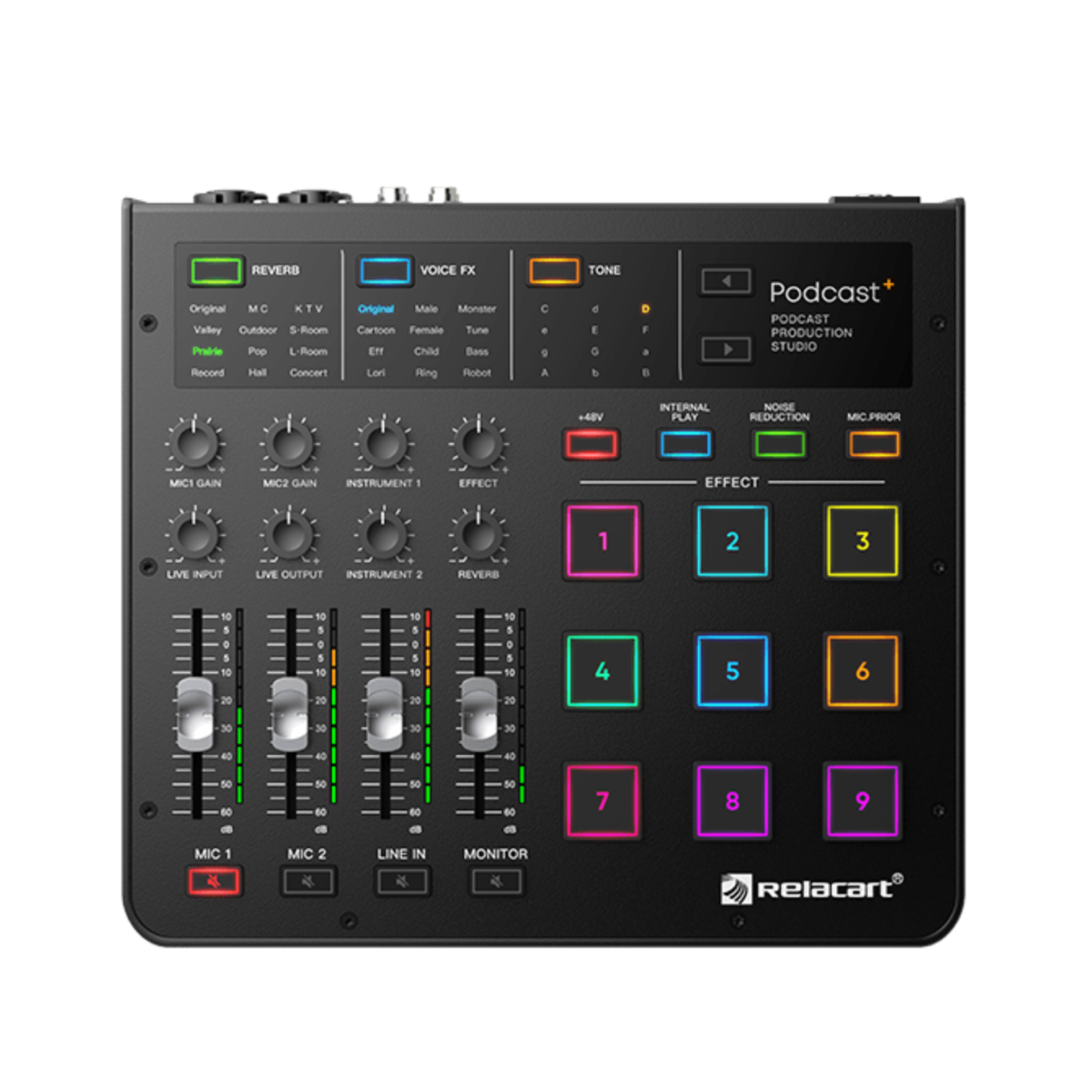 Relacart Podcast+ 2mic podcast Interface.