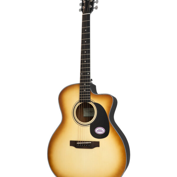 Saga SF600GCW White Acoustic Guitar – 41" Dreadnought Cutaway