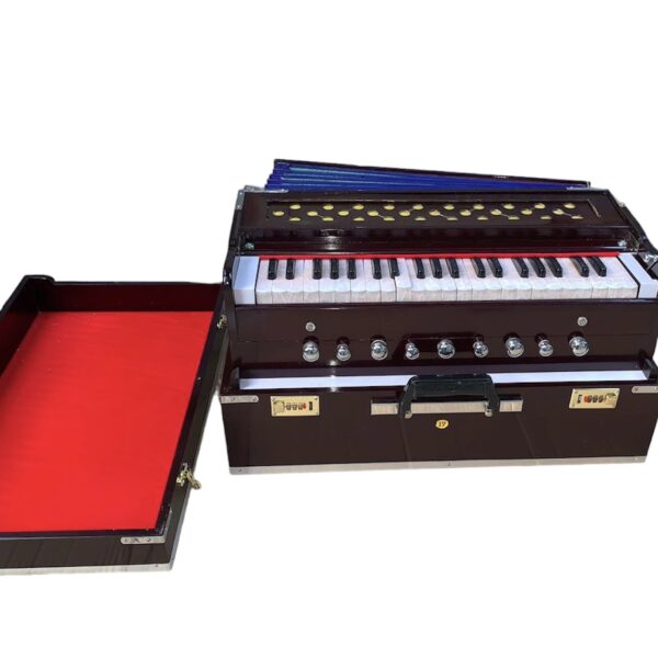 Folding Harmonium Bina 17 with Free Cover – Dark Brown